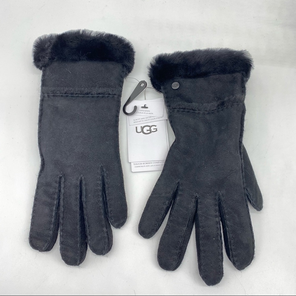 UGG Women’s Black Shearling Seamed Tech Gloves NWT - Picture 7 of 12